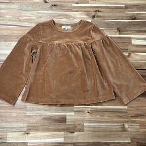 Madewell Texture And Thread Corduroy Velvet Brown Blouse Top Size Small